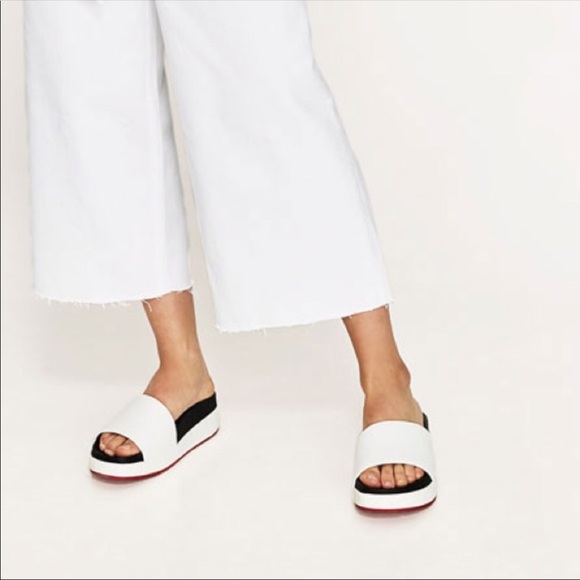 Zara Shoes - Zara white/black platform slide